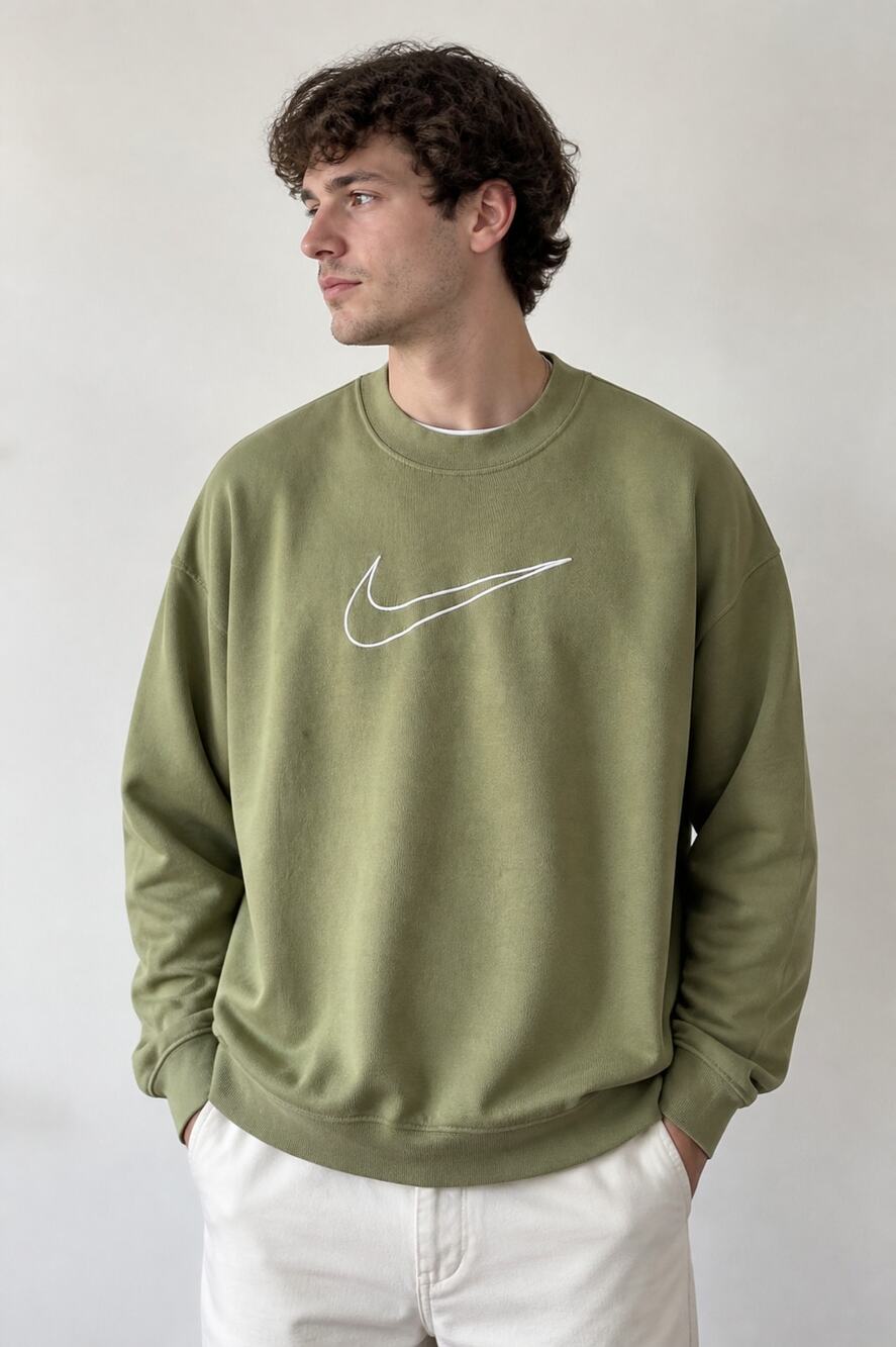 Nike Olive Green Dri-FIT Crewneck Sweatshirt M